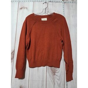 Lucky Brand Sweater Ladies Medium Rust Knit Pullover Crewneck Cashmere Blend‎